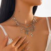 Wholesale Jewelry Metal Alloy Iron Chain Acrylic Beads Gravel Star Shape Electroplating Multilayer Stacked Tassel Necklace For Women