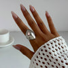 Wholesale Jewelry Metal Geometric Asymmetrical Ring For Women With Electroplating And Concave And Convex Glossy Finish