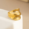Wholesale Jewelry Metal Geometric Asymmetrical Ring For Women With Electroplating And Concave And Convex Glossy Finish