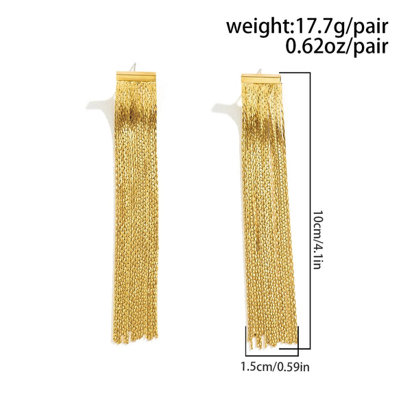 Wholesale Jewelry Metal Geometric Retro Tassel Earrings With Electroplating For Women