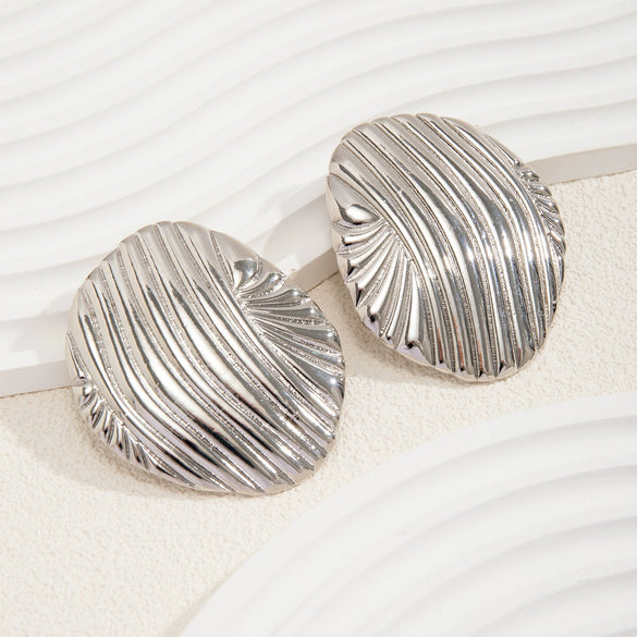 Wholesale Jewelry Metal Geometric Striped Stud Earrings With Electroplating For Women