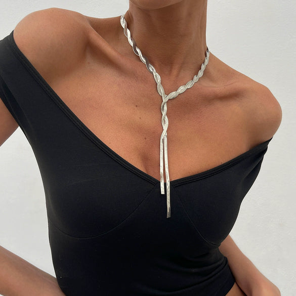 Wholesale Jewelry Metal Snake Bone Geometric Electroplating Yshaped Necklace For Women