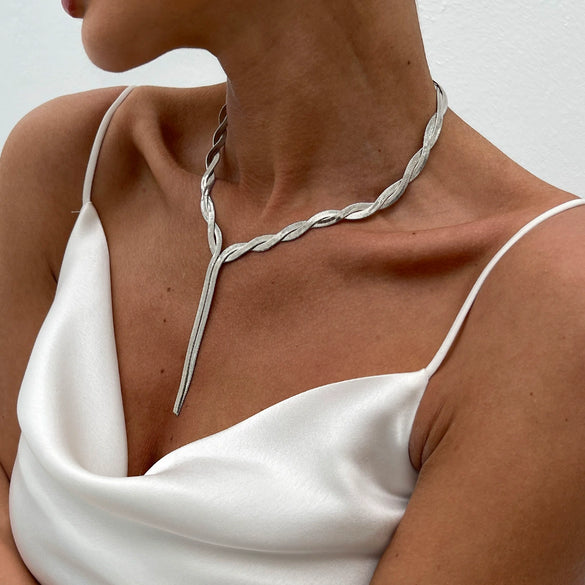 Wholesale Jewelry Metal Snake Bone Geometric Electroplating Yshaped Necklace For Women