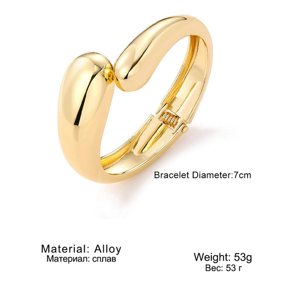 Wholesale Jewelry Metal Wind Geometric Opening Smooth Bracelet Alloy Electroplating Women's Unisex