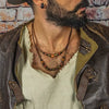 Wholesale Jewelry Metal Wood Bead Leather Alloy Geometric Handmade Unisex Hiphop Necklace