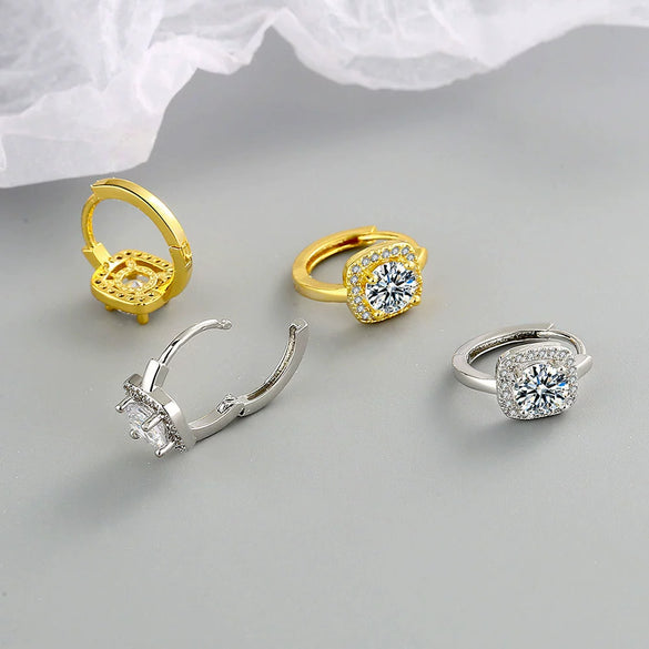 Wholesale Jewelry Microinlaid Zircon Geometric Copper Electroplated Earring