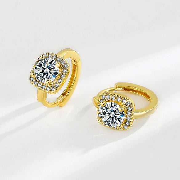 Wholesale Jewelry Microinlaid Zircon Geometric Copper Electroplated Earring