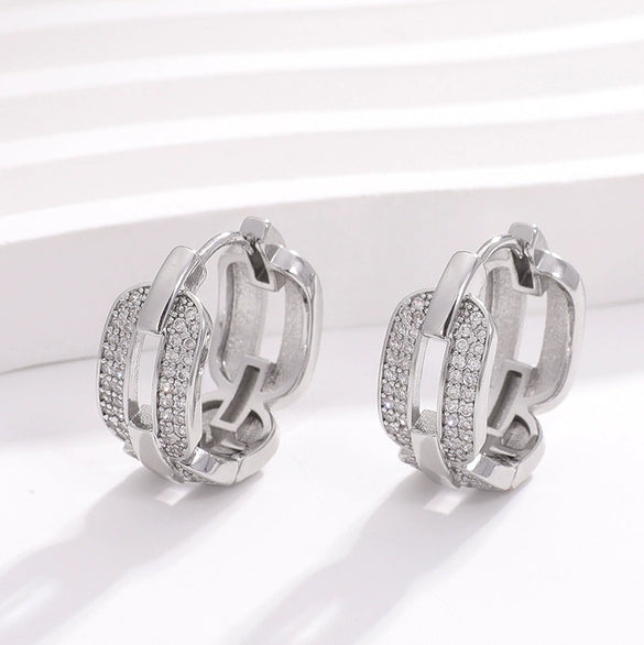 Wholesale Jewelry Micropaved Zirconia Earrings Copper Electroplating Style For Women