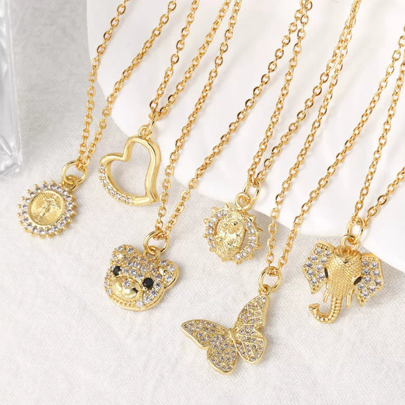 Wholesale Jewelry Minimalist Animal Zodiac Copper Gold Plated Pendant Necklace
