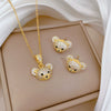 Wholesale Jewelry Minimalist Camellia Pattern Copper Pendant Stainless Steel Chain Electroplated Women's Necklace