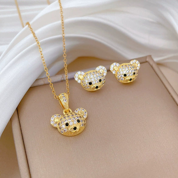 Wholesale Jewelry Minimalist Camellia Pattern Copper Pendant Stainless Steel Chain Electroplated Women's Necklace