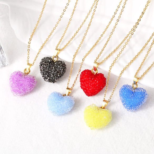 Wholesale Jewelry Minimalist Copper Heart Shape Pendant Necklace With O Chain Electroplating For Women