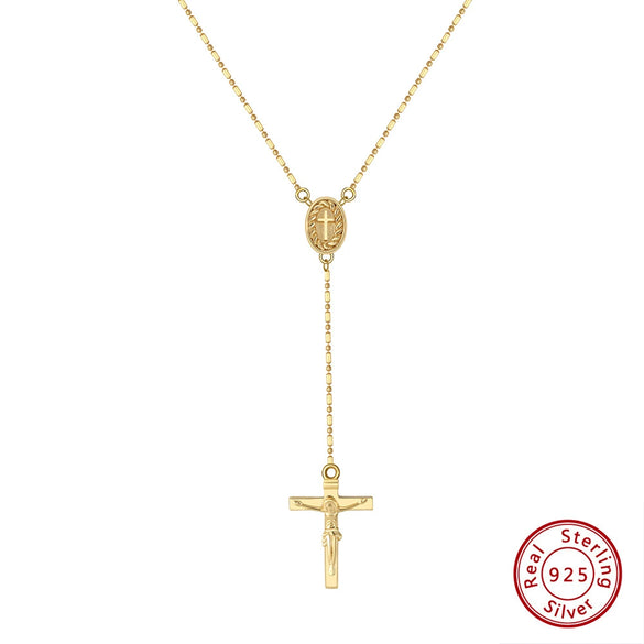Wholesale Jewelry Minimalist Cross 925 Sterling Silver Yshaped Lock Ochain Pendant Necklace For Women