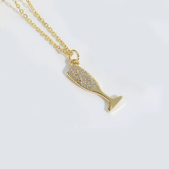 Wholesale Jewelry Minimalist Flower Copper Mixed Gemstone Inlay Electroplating Goblet Pendant Necklace For Women