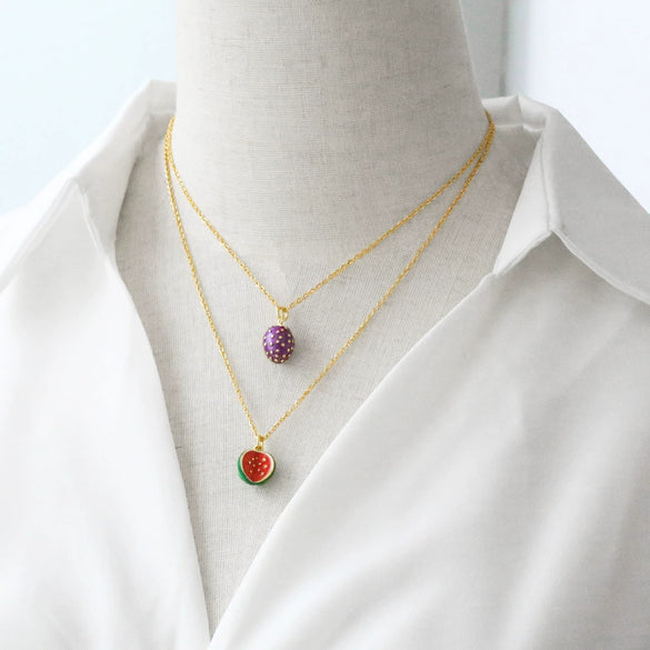 Wholesale Jewelry Minimalist Fruit Geometric Copper Electroplated Pendant Necklace Unisex