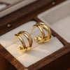 Wholesale Jewelry Minimalist Geometric Copper Alloy Cshaped Hollow Electroplated Earrings For Women