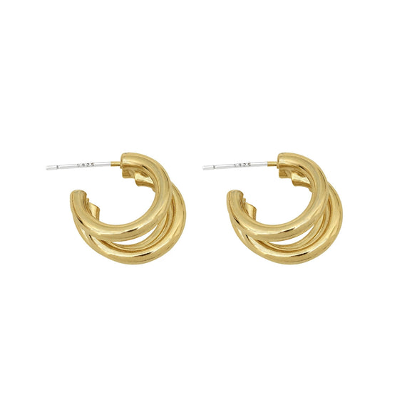 Wholesale Jewelry Minimalist Geometric Copper Alloy Cshaped Hollow Electroplated Earrings For Women