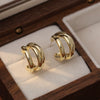 Wholesale Jewelry Minimalist Geometric Copper Alloy Cshaped Hollow Electroplated Earrings For Women