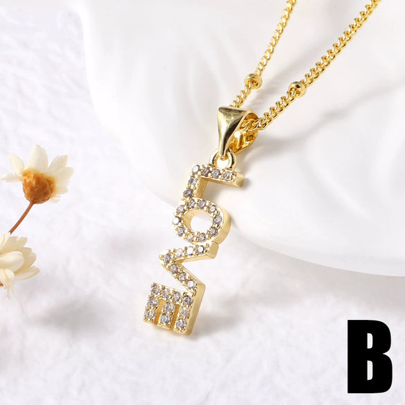 Wholesale Jewelry Minimalist Geometric Copper Gold Plated O Chain Love Pendant Necklace For Women