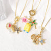 Wholesale Jewelry Minimalist Geometric Copper Pearl Flower Starfish Sailing Pendant Necklace Gold Plated Box Chain