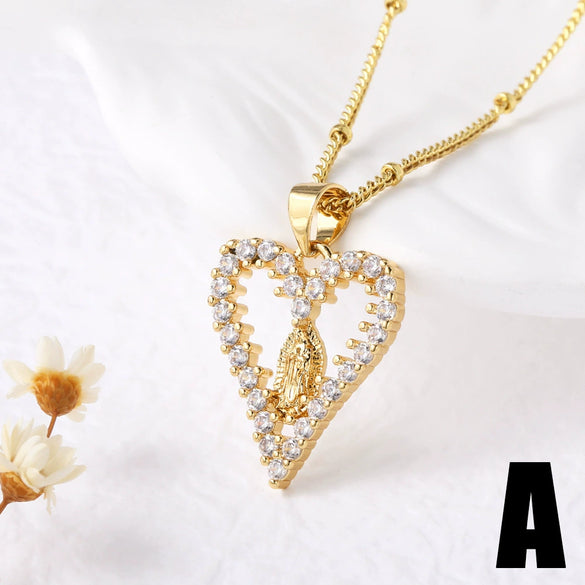 Wholesale Jewelry Minimalist Geometric Heart Copper Gold Plated Pendant Necklace For Women