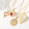 Wholesale Jewelry Minimalist Geometric Heart Copper Gold Plated Pendant Necklace For Women