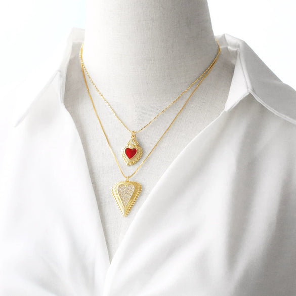 Wholesale Jewelry Minimalist Geometric Heart Copper Gold Plated Pendant Necklace For Women