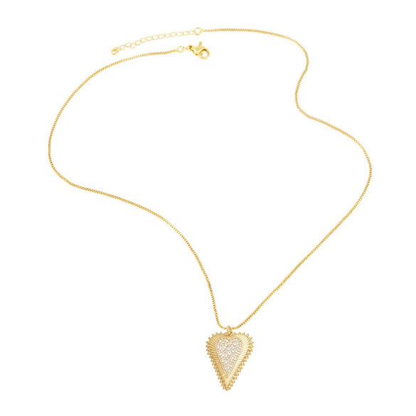 Wholesale Jewelry Minimalist Geometric Heart Copper Gold Plated Pendant Necklace For Women