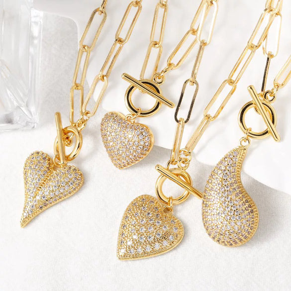 Wholesale Jewelry Minimalist Geometric Heart Pendant Necklace Copper Electroplating