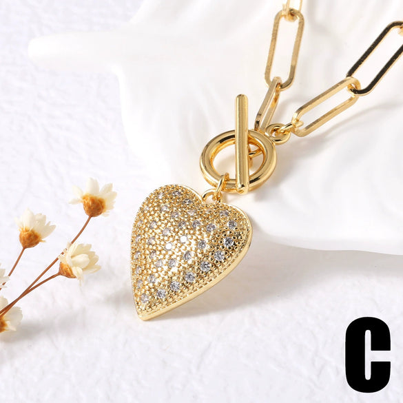 Wholesale Jewelry Minimalist Geometric Heart Pendant Necklace Copper Electroplating