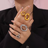 Wholesale Jewelry Minimalist Geometric Hollow Irregular Circle Joker Ring Titanium Steel 18K Gold Plated
