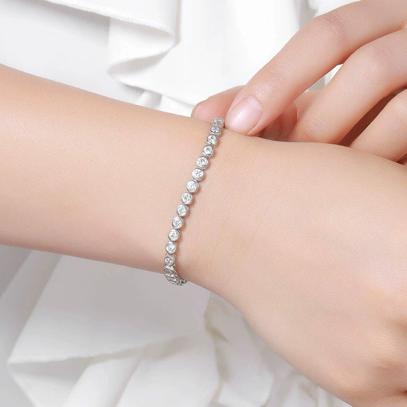 Wholesale Jewelry Minimalist Geometric Sterling Silver Diamond Bracelet For Women