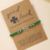 Wholesale Jewelry Minimalist Glass Glazed Leaves Handmade Four Leaf Clover Bracelet For Women