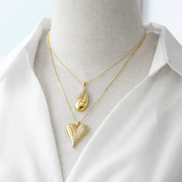 Wholesale Jewelry Minimalist Heart Shape Copper Goldplated Pendant Necklace O Chain For Women