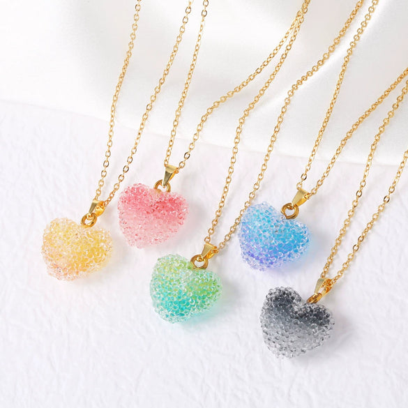 Wholesale Jewelry Minimalist Heart Shape Copper Pendant Necklace With Gold Plated O Chain