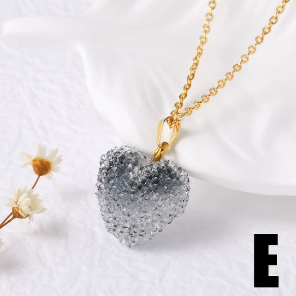 Wholesale Jewelry Minimalist Heart Shape Copper Pendant Necklace With Gold Plated O Chain