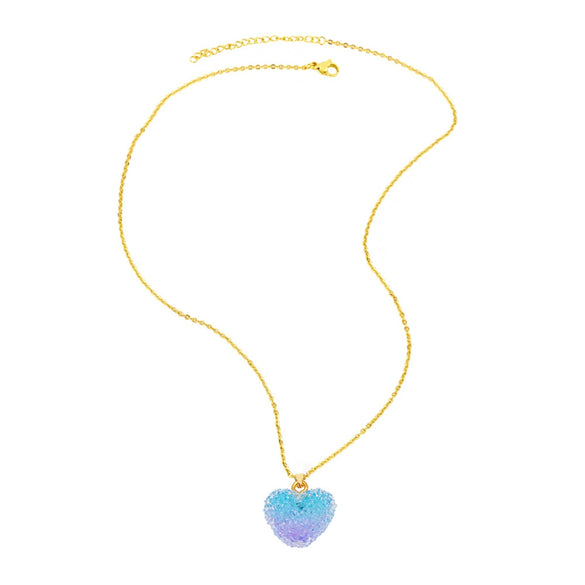 Wholesale Jewelry Minimalist Heart Shape Copper Pendant Necklace With Gold Plated O Chain