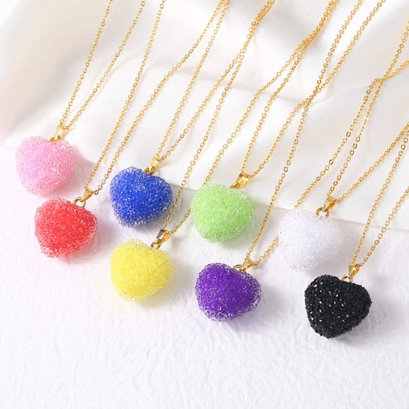 Wholesale Jewelry Minimalist Heartshaped Acrylic Pendant Necklace Copper Electroplating O Chain