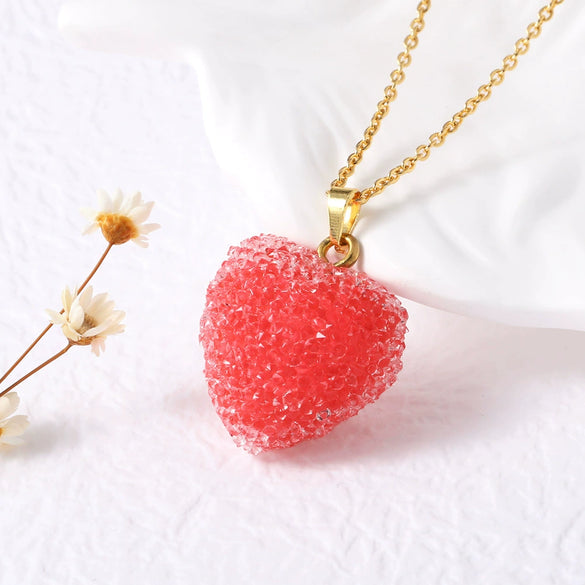 Wholesale Jewelry Minimalist Heartshaped Acrylic Pendant Necklace Copper Electroplating O Chain