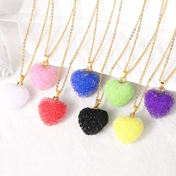 Wholesale Jewelry Minimalist Heartshaped Acrylic Pendant Necklace Copper Electroplating O Chain