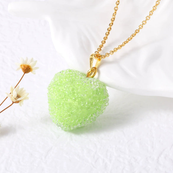 Wholesale Jewelry Minimalist Heartshaped Acrylic Pendant Necklace Copper Electroplating O Chain