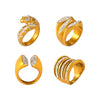 Wholesale Jewelry Minimalist Light Luxury Style Geometric 316L Stainless Steel Goldplated Ring With Stars And Diamonds Design