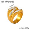 Wholesale Jewelry Minimalist Light Luxury Style Geometric 316L Stainless Steel Goldplated Ring With Stars And Diamonds Design