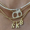 Wholesale Jewelry Minimalist Love Flower Geometric Copper O Word Chain Pendant Necklace Gold Plated