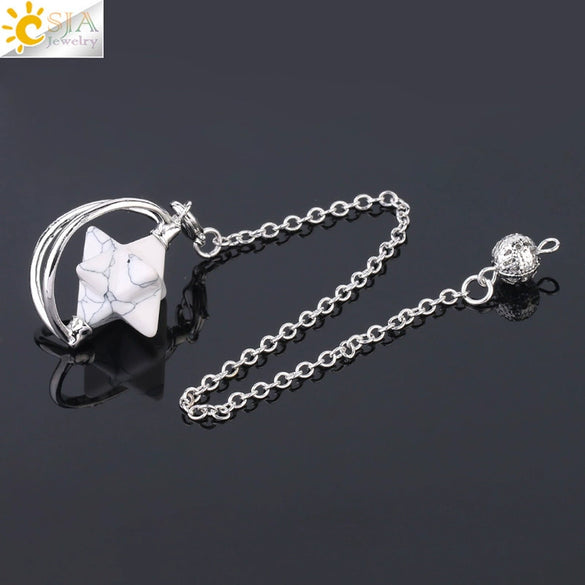 Wholesale Jewelry Minimalist Merkaba Sixpointed Star Natural Stone And Copper Pendant Necklace