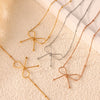 Wholesale Jewelry Minimalist Niche Cold Style Geometric Bow Pendant 316L Stainless Steel Gold Plated Chain