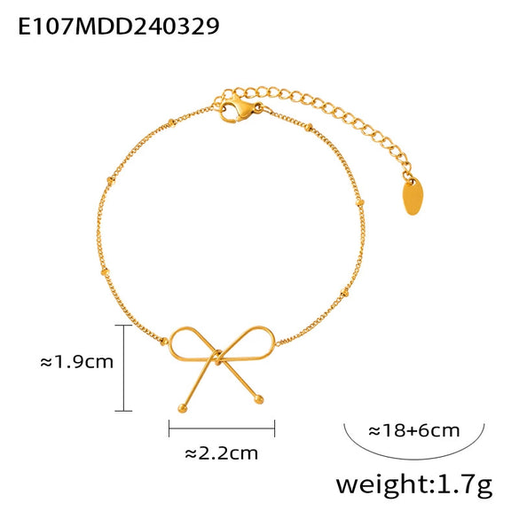 Wholesale Jewelry Minimalist Niche Cold Style Geometric Bow Pendant 316L Stainless Steel Gold Plated Chain