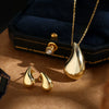 Wholesale Jewelry Minimalist Style 925 Silver Heart Water Drop Bell Pendant Necklace And Earrings Set With Electroplating