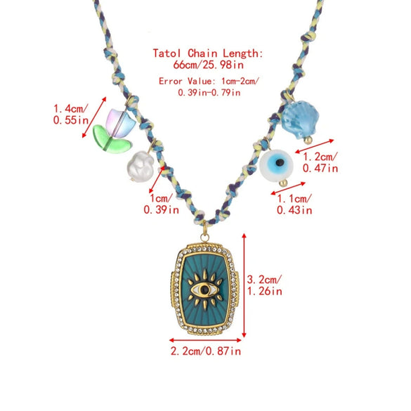 Wholesale Jewelry Minimalist Titanium Steel Ocean Woven Necklace With Colorful Shell Pendants Geometric Animal Zodiac Electroplating