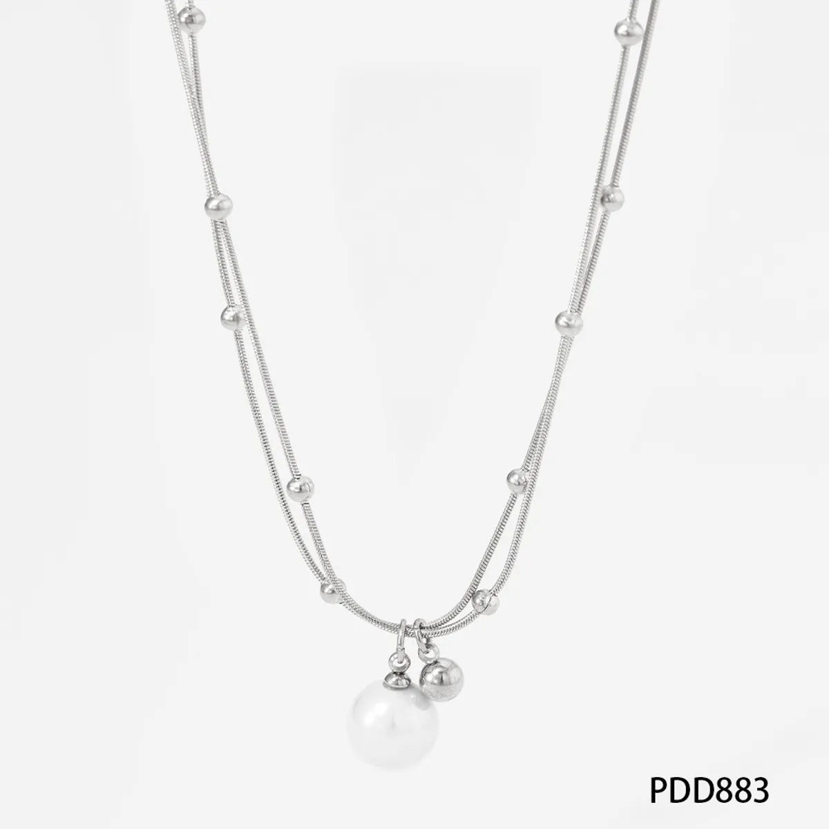 Wholesale Jewelry Modern Style Artistic Ball 304 Stainless Steel Shell Pearls 16K Gold Plated White Gold Plated Gold Plated Plating Inlay Double Layer Necklaces